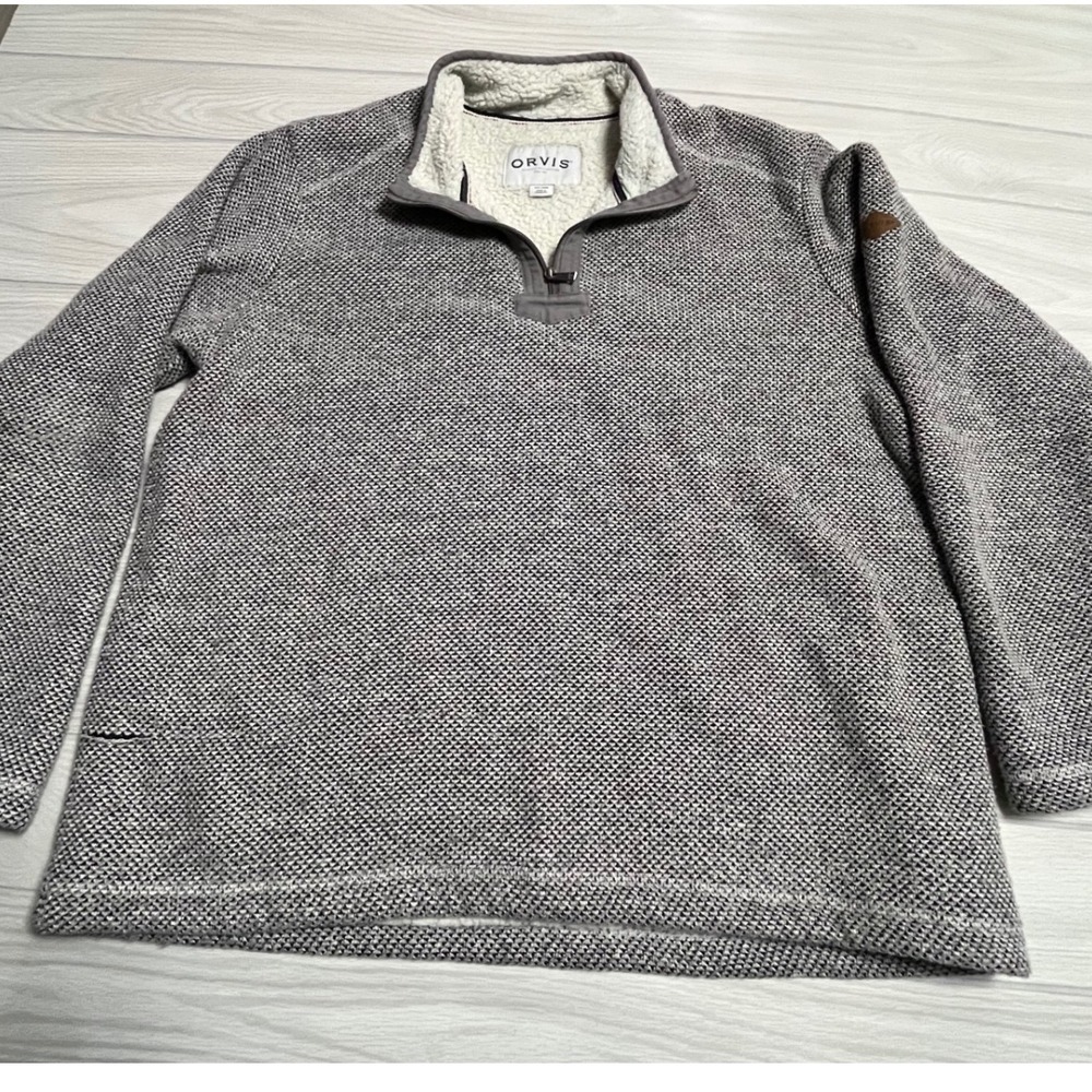 MENS Orvis Quarter Zip Pullover Sweater sherpa Lined Classic Fit XXL‎